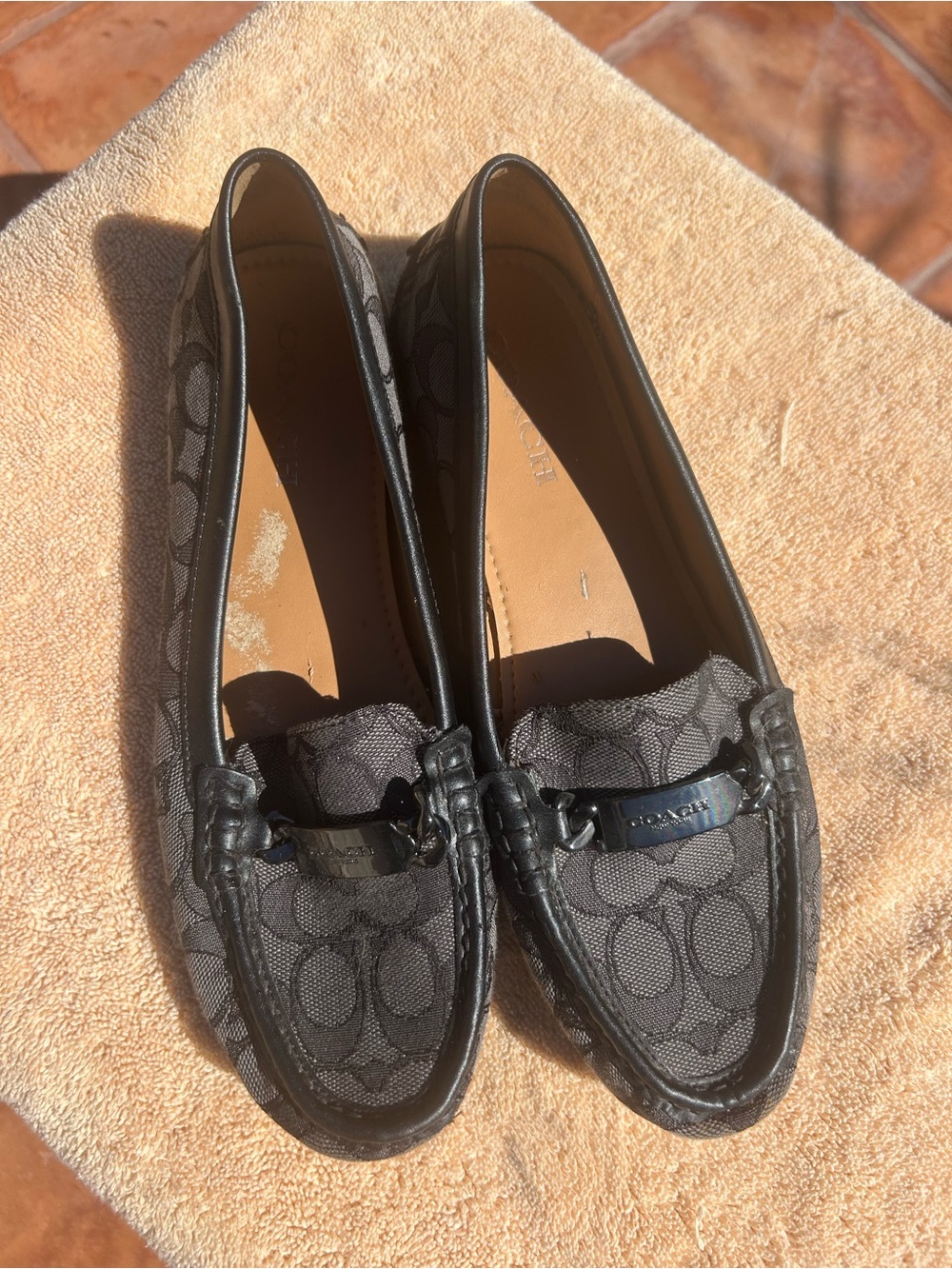 Coach Black Signature Logo Moccasin Loafers